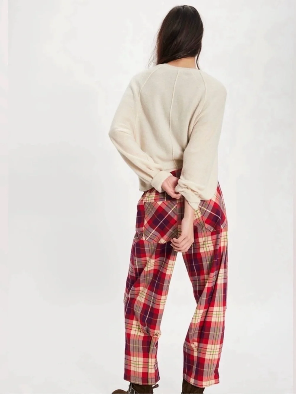 Free People Nice Pull-On  Multi Plaid Pants